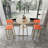  Bar table and chairs three piece set, frame, sponge made seat cushions and backrests, bar table with storage function-1297698843
