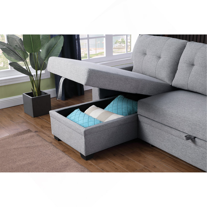 Canapé modulaire rembourré avec méridienne, Light Grey
