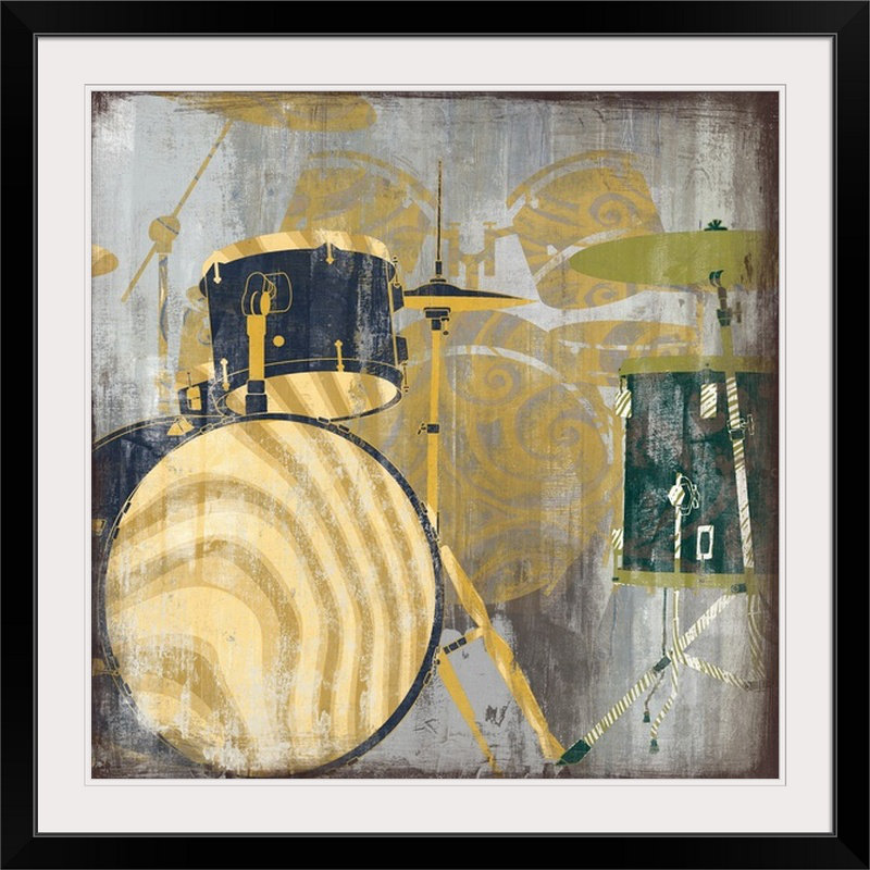 «Drums» par David Fischer, impression, Cadre noir, H 24 po x l 24 po x P 1 po
