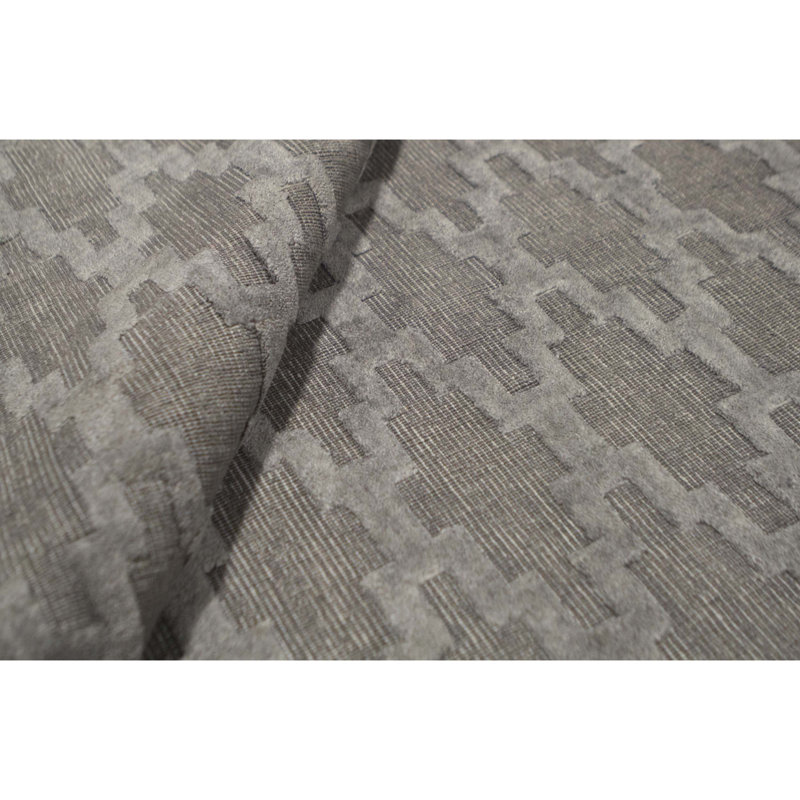 Wool Geometric Area Rug in Gray, Rectangle 5'11" x 9'3"