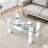 Modern minimalist double layered transparent tempered glass coffee table and coffee table, paired with white MDF decorative columns. Computer desk. Game table.