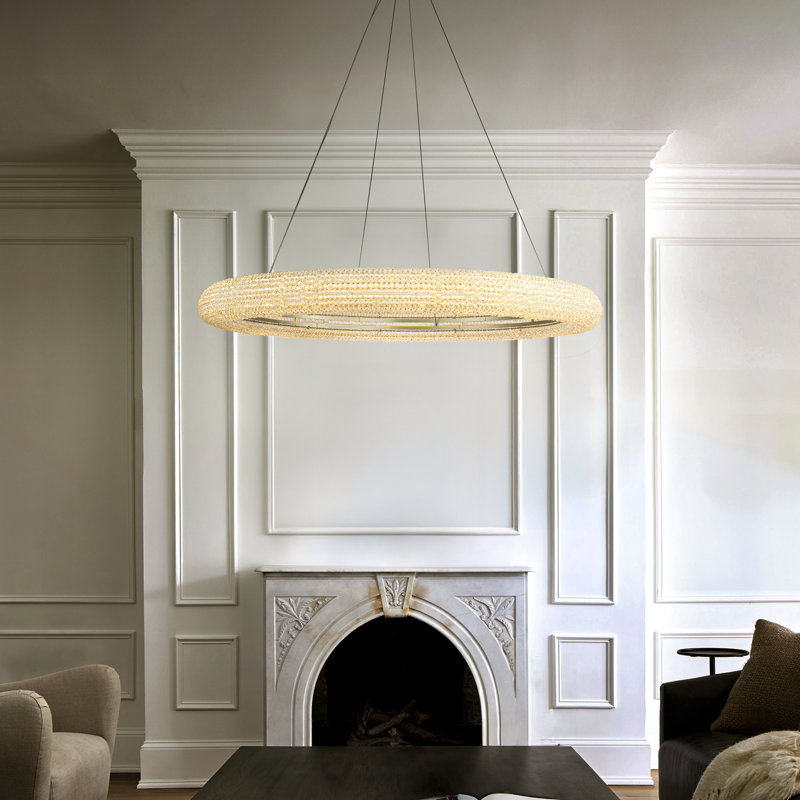 Luminaire suspendu de 41 po en forme de lustre en cristal à DEL à intensité variable et à intensité variable pour salle à manger