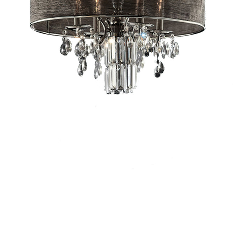 Lustre tambour unique avec accents de cristal Metzger