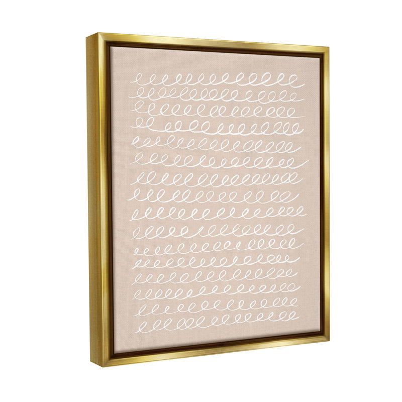 «Modern Modern Beige Squiggle», art mural sur toile flottante par Victoria Borges, Cadre flottant métallique doré