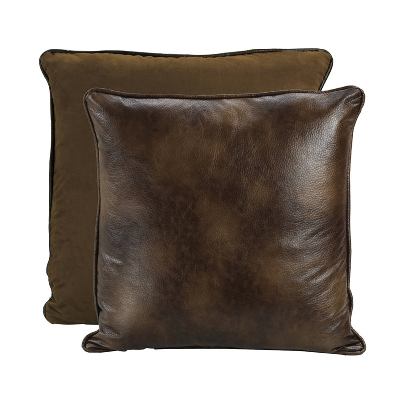 Coussin décoratif brun en similicuir Western Southwestern Rustic Cabin Lodge 27 x 27 po