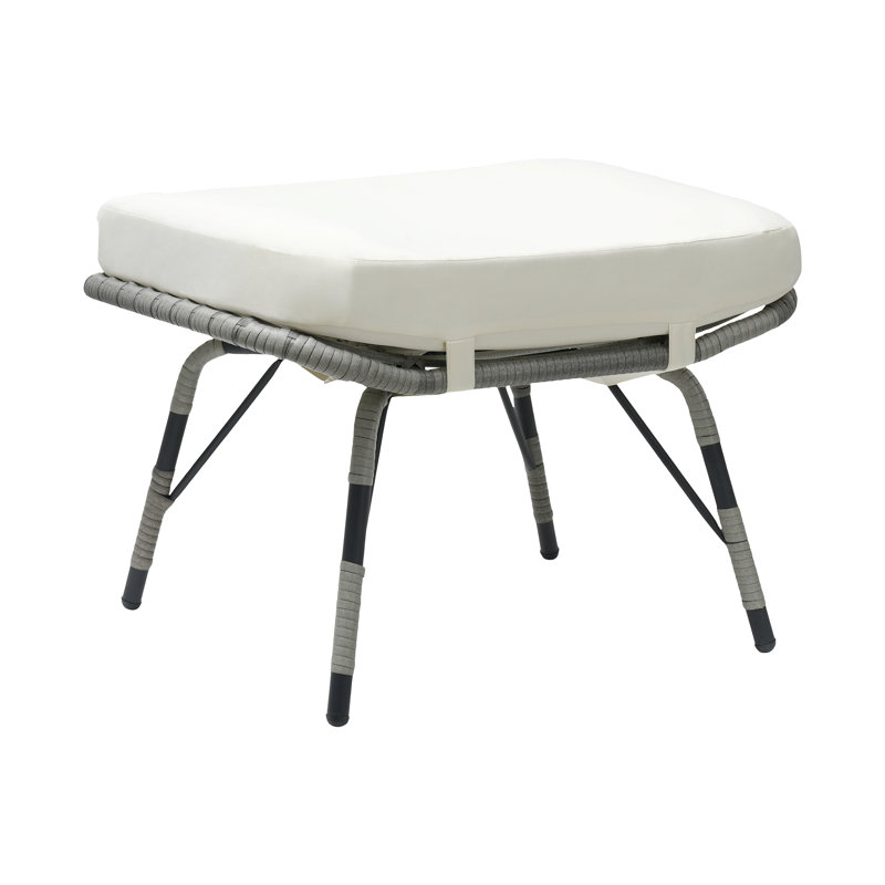 Repose-pieds d'extérieur avec coussin Sunbrella® Kluss, Gris, Beige