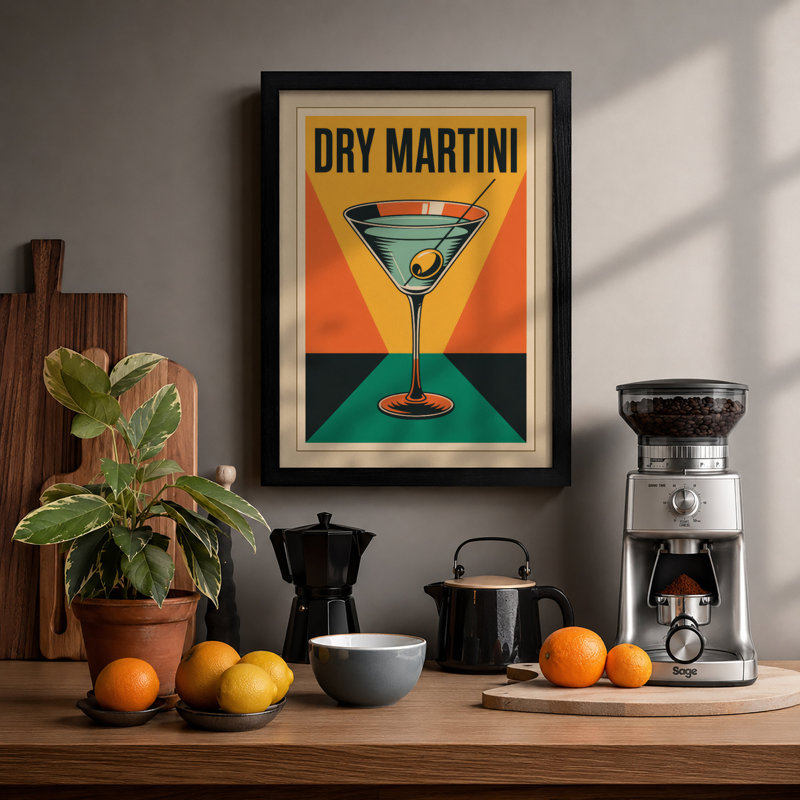 Dry Martini Poster Art Deco - Print, Unframed, A4 - 29.7 x 21.0 cm