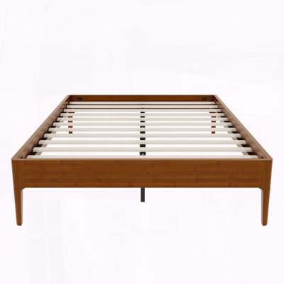 15" High Full Solid Bamboo Platform Bed Frame with Metal Support