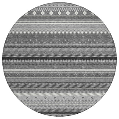 Machine Washable Indoor/Outdoor Husby ACN2218 Striped Rug