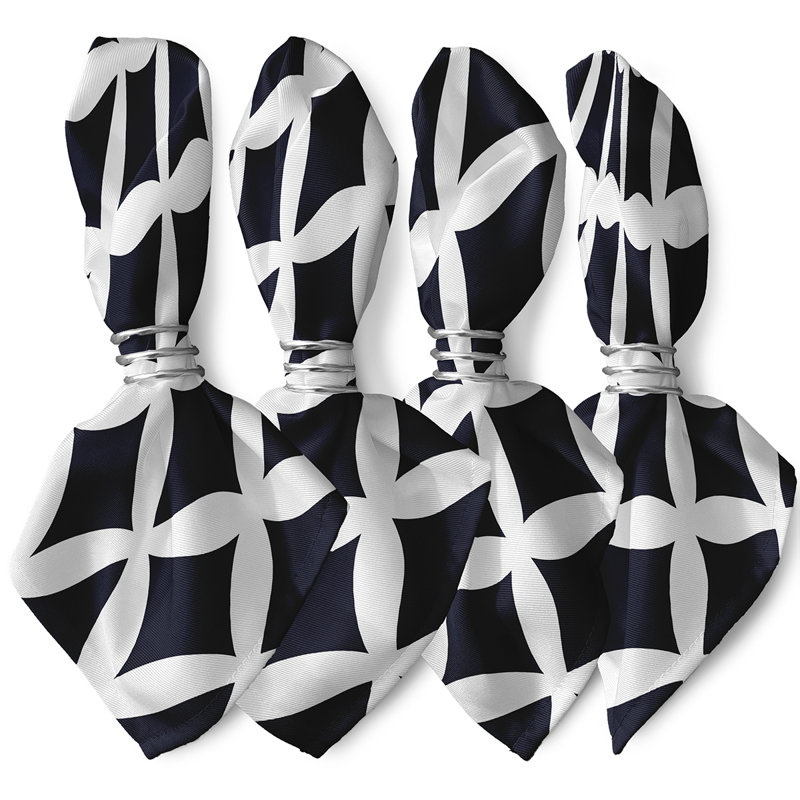Chelsey-May Polyester Geometric Square Napkin, Navy