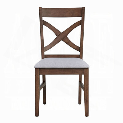 Set Of 2 Dining Chairs Modern Contemporary Brown Finish Cross Back Padded Seat Cushion Kitchen Dining Furniture