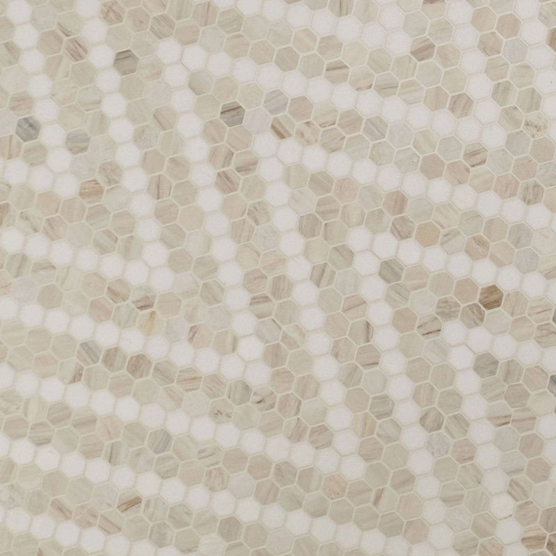 Auralie Luni 11 in. x 14 in. Polished Marble Mosaic Floor and Wall Tile