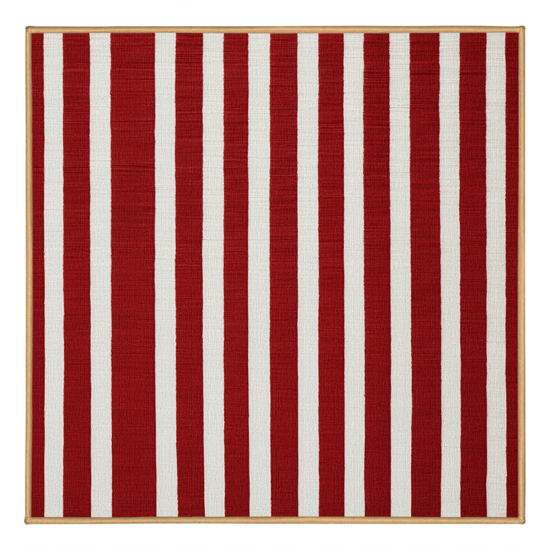 Machine Washable Horizontal Stripes Red Area Rug, Square 4'