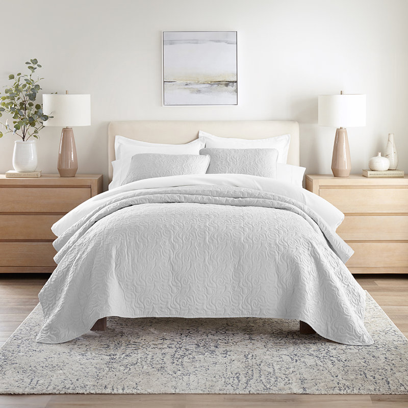 Ensemble de courtepointe Becky Cameron, Gris clair, Courtepointe simple + 1 taie décorative standard