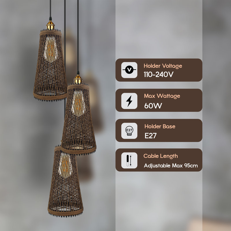 Ebbo 3 - Light Brown Cluster Pendant