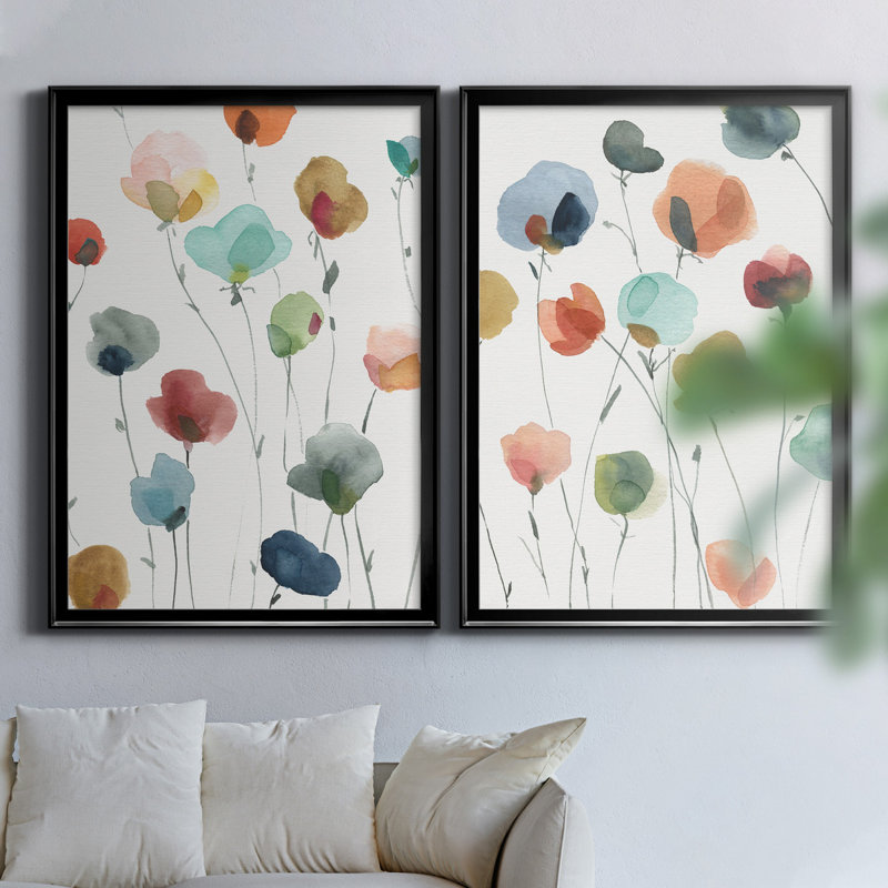 «Lollipop Garden I», ensemble de 2 impressions, Toile encadrée, H 22,5 po x l 61 po, Noir