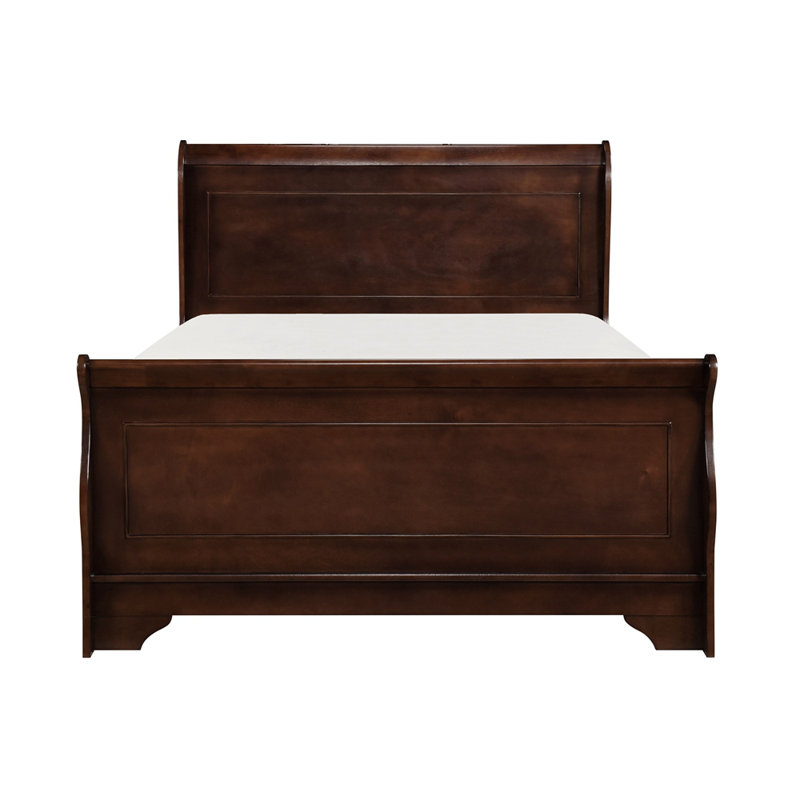 Traditional Louis Philippe Style Dark Cherry Finish Wooden Bed, Queen