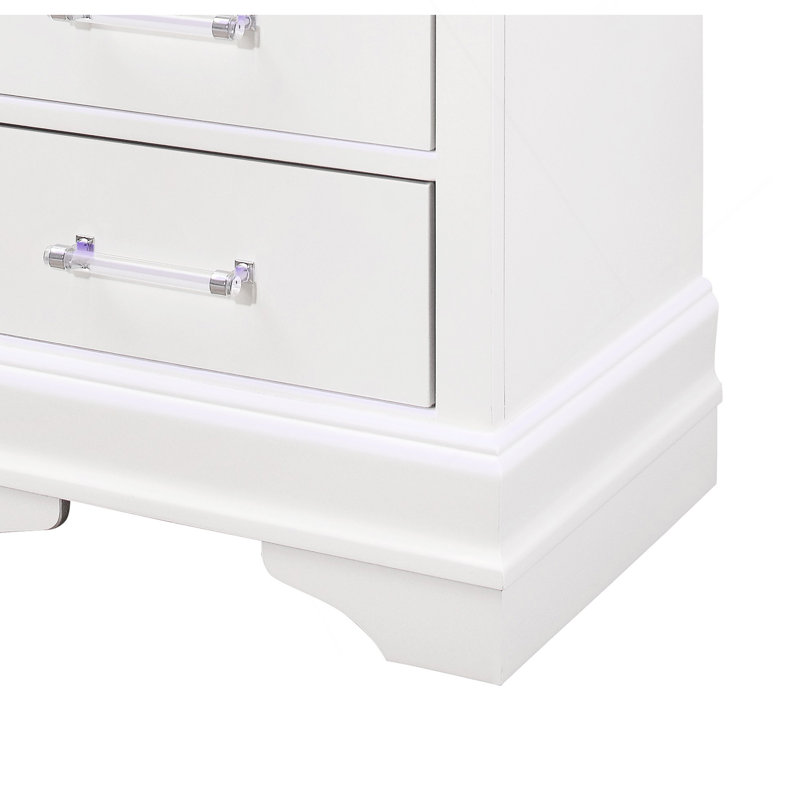 Table de chevet blanche avec DEL Charlston, Blanc