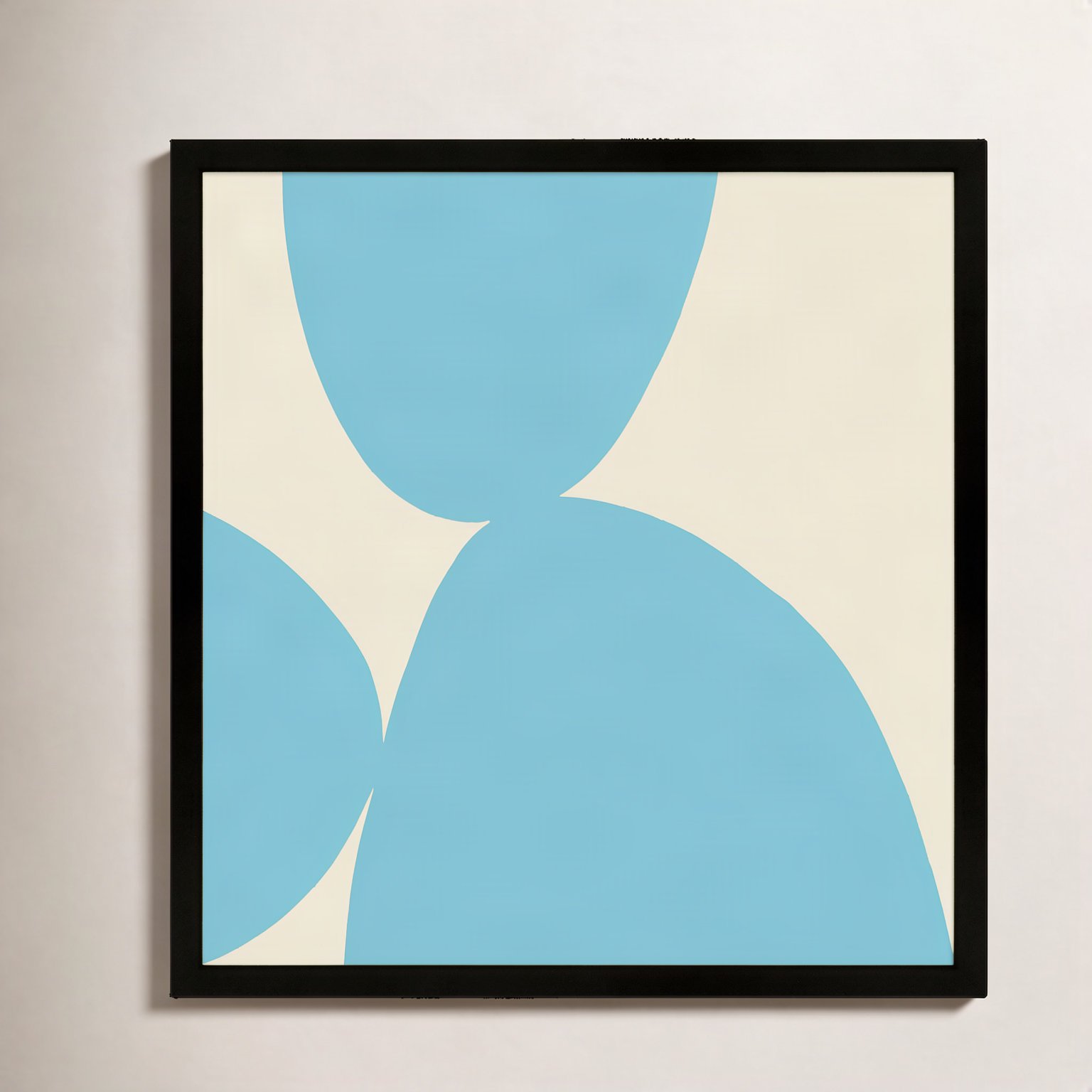 Black Ink "Blue Ink 1" Painting, 36" H x 36" W x 1.25" D, Black Framed