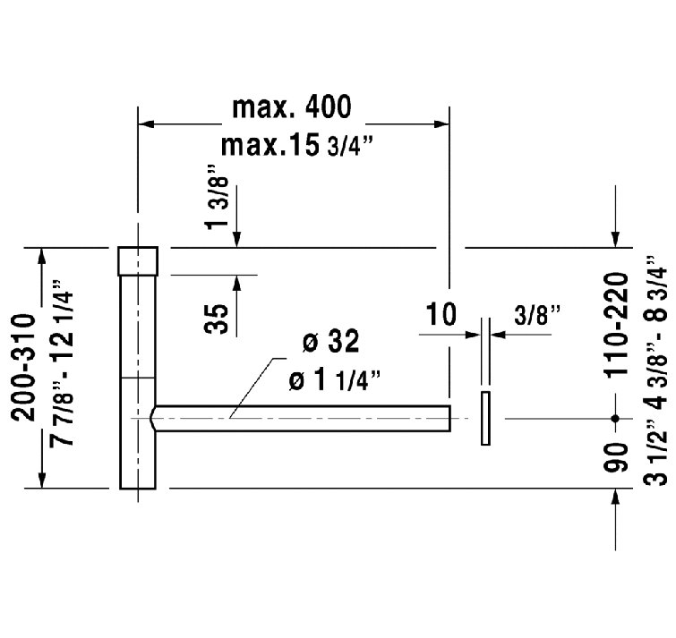 Parts and Accessories Siphon for Washbasin with Overflow
