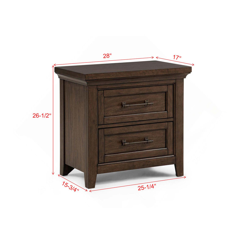 Table de chevet 2 tiroirs 1Pc, Brown