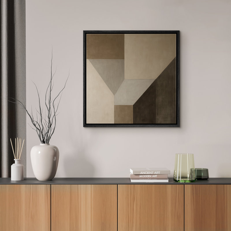 Reproduction d'art sur toile encadrée - paysage abstrait rétro pour décor de salon moderne à la ferme, H 16 po x l 16 po