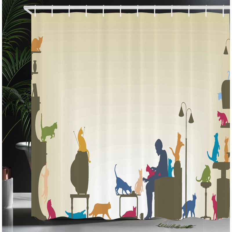 Shower Curtain with Hooks Included, 75"H x 69"W