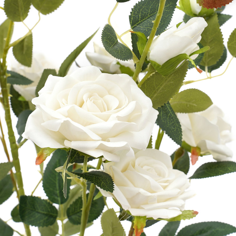 2 pièces de rosier artificiel blanc / rose / rose rouge en option, Blanc