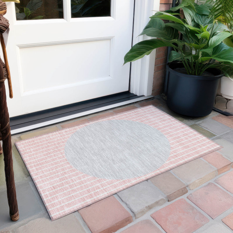 Tapis rose lavable à la machine intérieur / extérieur ACN994, Rectangle 1 pi 8 po x 2 pi 6 po