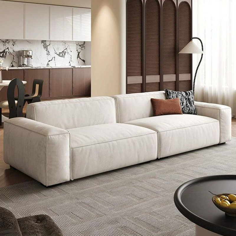 Canapé modulaire en polyester blanc crème, H 28,74 po x l 110,24 po x P 38,58 po, 4, Blanc crémeux