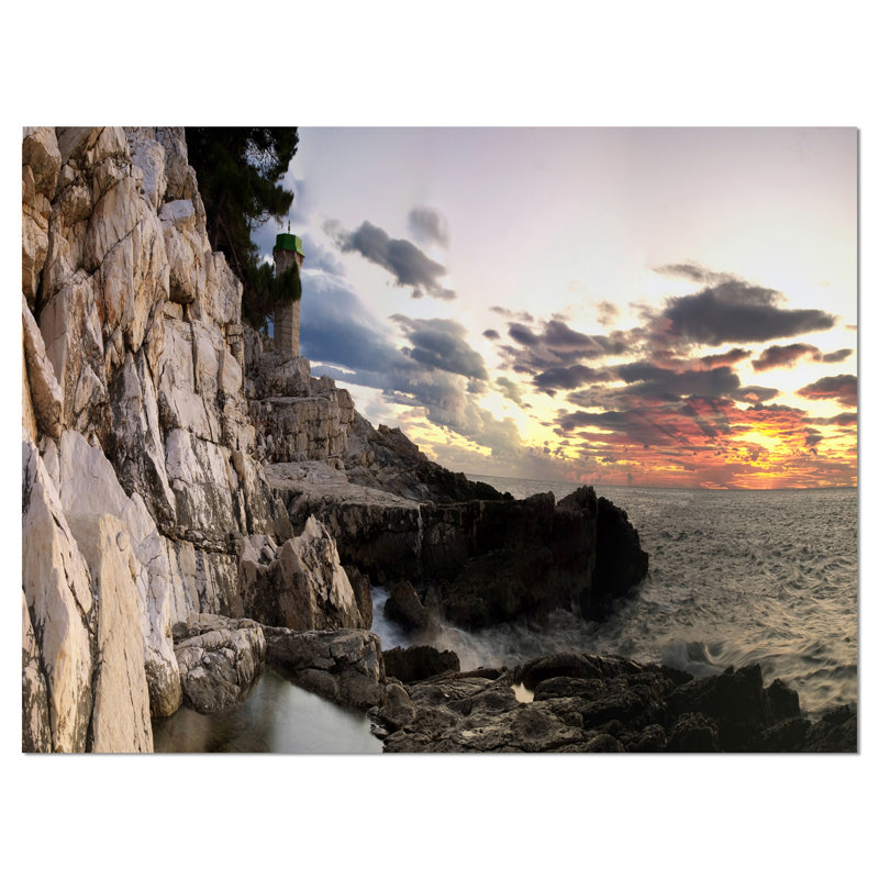 Adriatic Sunset Landscape Canvas Print in Gray and Orange
