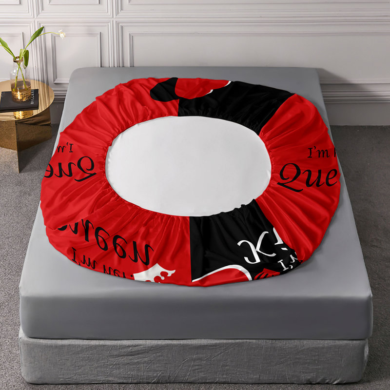 Ensemble de draps-housses Orylavena, Grand lit, Rouge / Noir