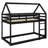 House-Shaped Wood Floor Bunk Bed with Ladder & Guardrails-1514151435