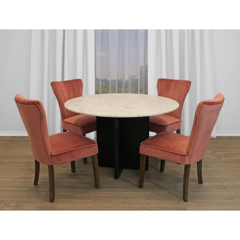 Ensemble repas pour 4 personnes Aryhanna, Pêche foncé / brun