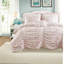Ensemble de literie d'édredon ruché rose, chambre à coucher en microfibre à motif floral