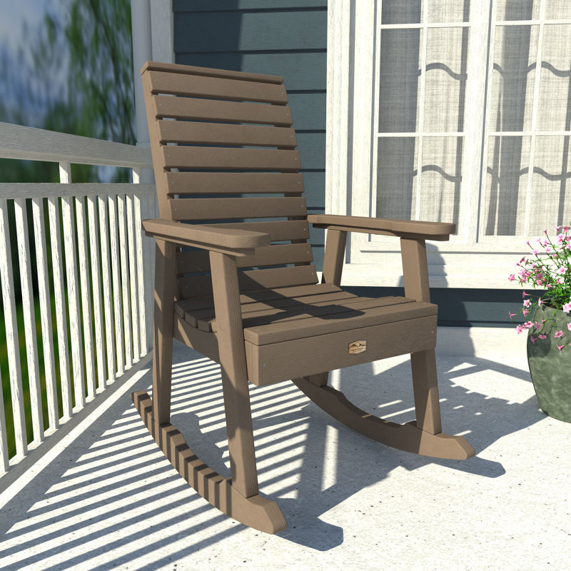 Chaise berçante en plastique Elisiah, Brun bois