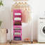 Organisateur de garde-robe à 6 tablettes, tablettes de rangement suspendues avec 2 crochets robustes peu encombrants pour la chambre à coucher, pliable (rose)-122549235-122549237