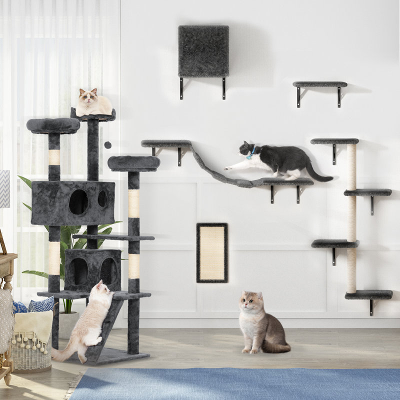 Degollado 6Pcs Wall-Mounted Cat Tree Set, Toys Activity Center