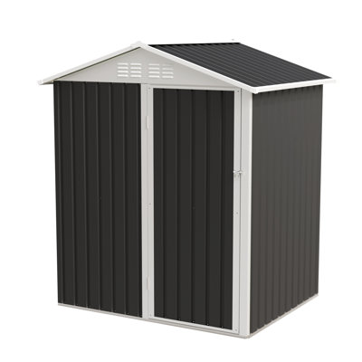5.4X4.27 Ft Metal Storage Unit With Hinge Door, Galvanized Color Steel, Protection, Structure, For Lawn And Utility Outdoor Shed High - Quality Long Lasting, Smooth Opening, Bike