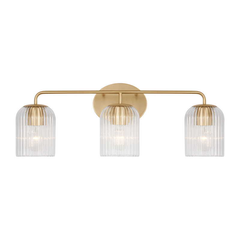 Meuble-lavabo Eisele , H 8,75 po x l 24 po x P 6 po, Laiton satiné, Trois lumières