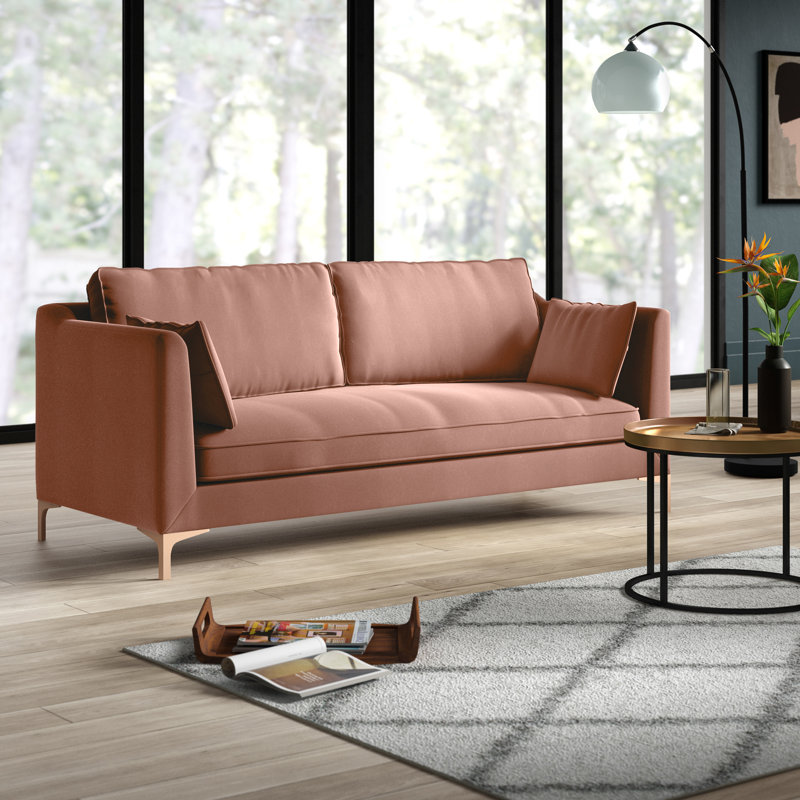 Lenore Upholstered 80.25'' Sofa, Blush Pink Velvet