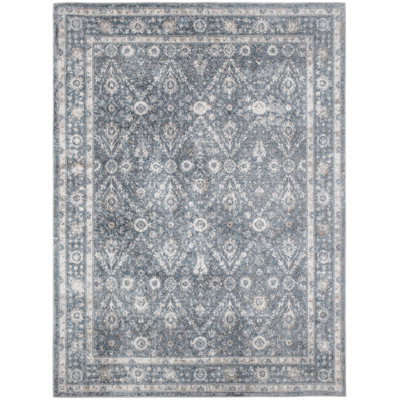 Nourison Astra Machine Washable Dark Blue Vintage Indoor Rug