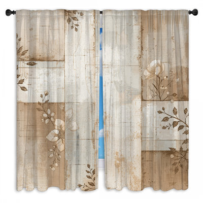 Rideaux de fenêtre à motif floral patchwork et obscurcissement floral - 2 panneaux
