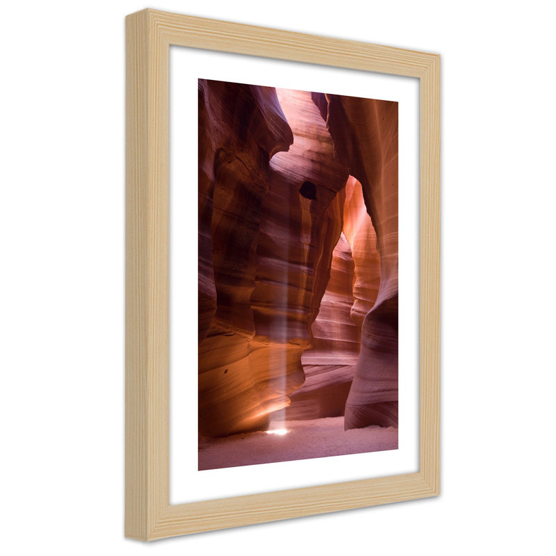 Sunbeams In A Cave - Single Picture Frame Print, 45cm H x 30cm W, Tan