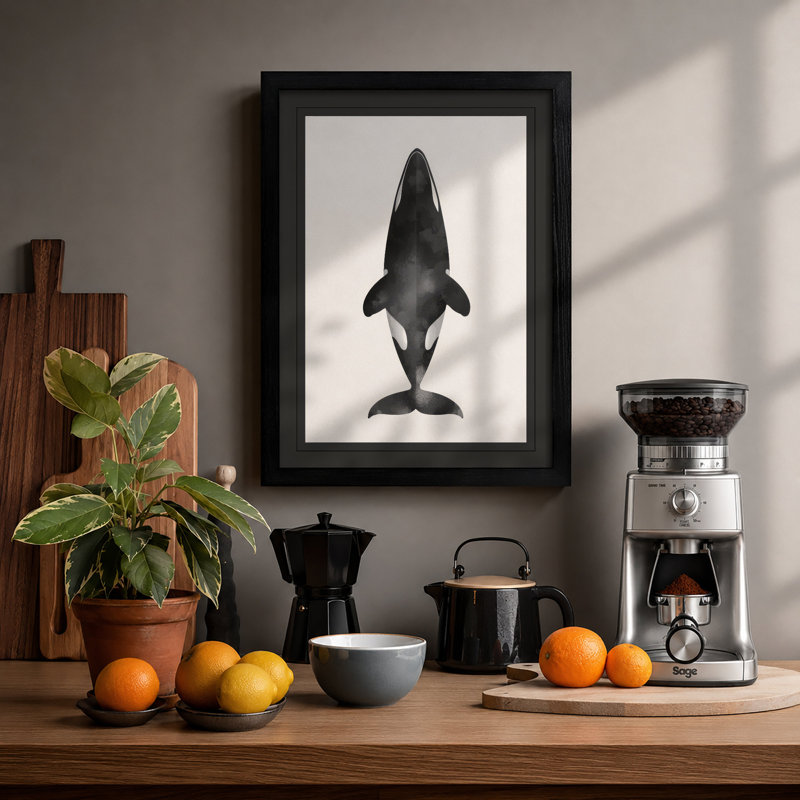 Shark Study Japandi - Framed Print, Black, A4 - 29.7 x 21.0 cm