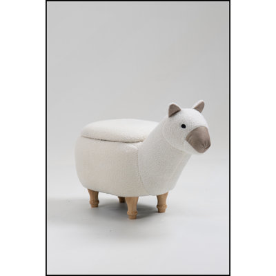 Repose-pieds Leo le lama avec tissu en fourrure douce et pieds en bois massif sans outil