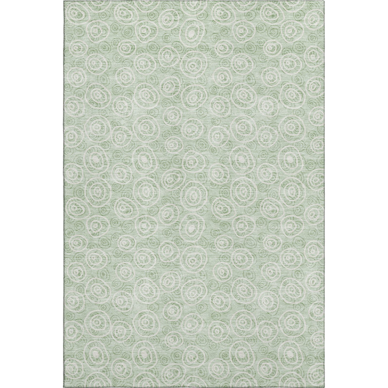 Premium Machine Washable Prisco Mint Rug, Rectangle 9' x 12'