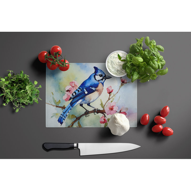 Blue Jay Glass Cutting Board