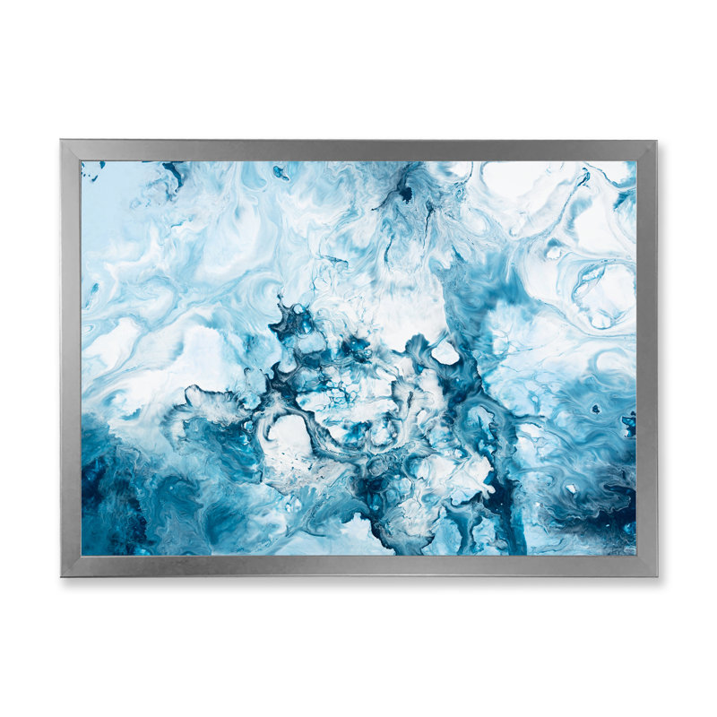 «Blue and White», peinture sur toile, H 16 po x l 32 po, Cadre photo argenté