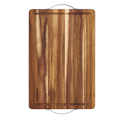 Farberware 12x18 Acacia Cutting Board with Teal Handles - Cutting Boards